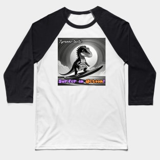 Dinosaur Surfing Funny Baseball T-Shirt